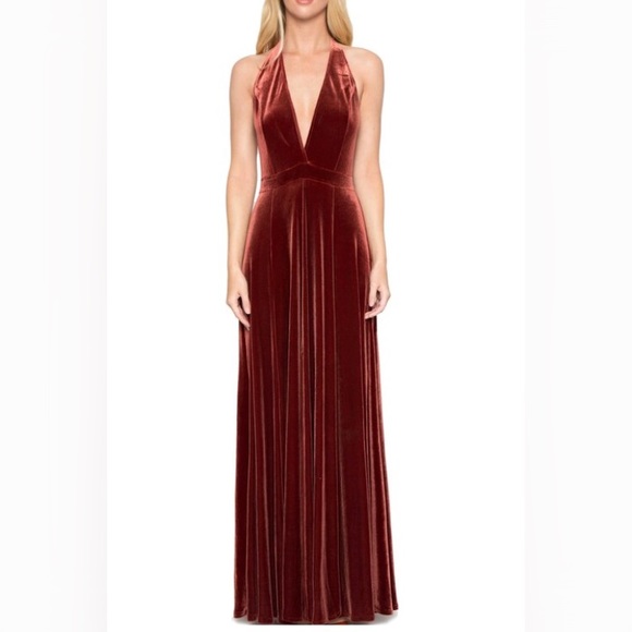 rust velvet maxi dress